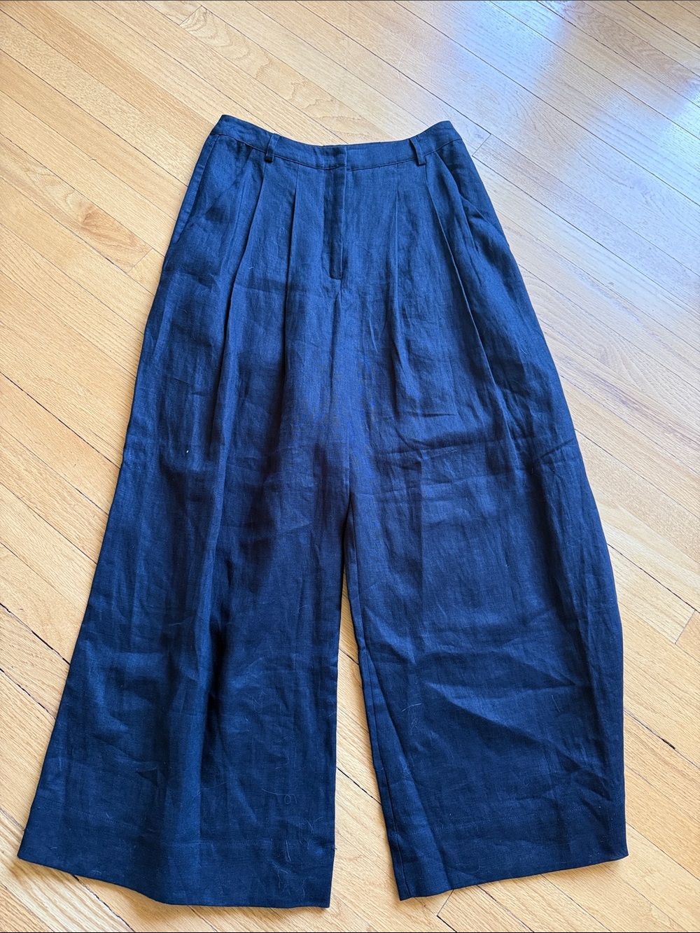Farm Rio Wide Leg Black Linen Blend Trousers